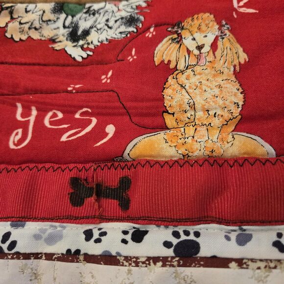 Handmade 1988 Artist Signed Mischievous Dogs Cats Christmas Quilted Wall Hanging - Picture 4 of 14